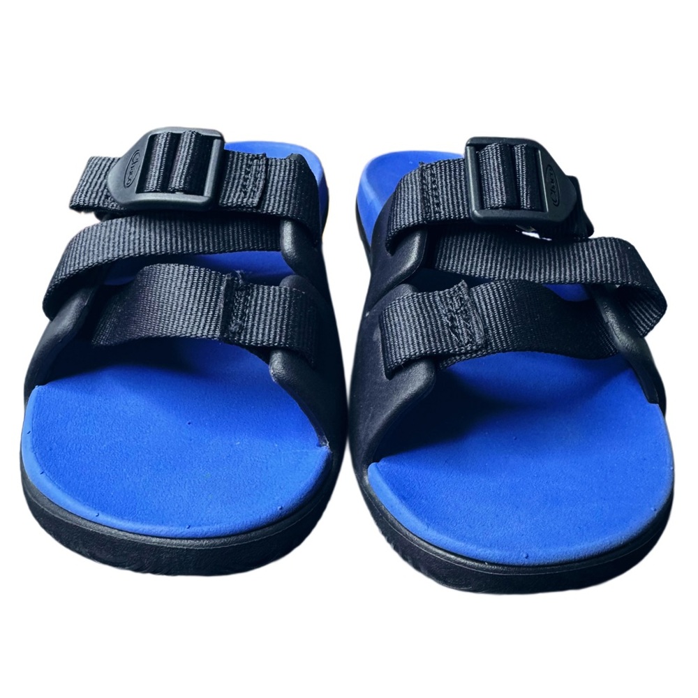 Youth Size 2 Chaco Chillos Sandals Buckled Slides Blue/Navy EUC